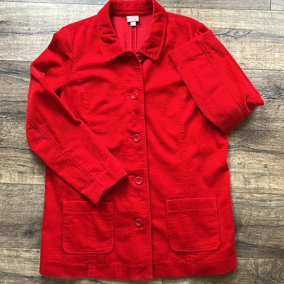 J Jill Red Corduroy jacket - Picture 1 of 8